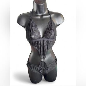 Avidlove Lingerie Women Sexy Lace Bodysuit Halter Teddy One Piece Babydoll SMALL